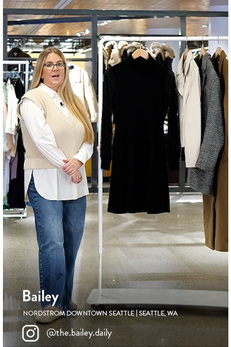 Mixed Media Long Sleeve Fit & Flare Dress video