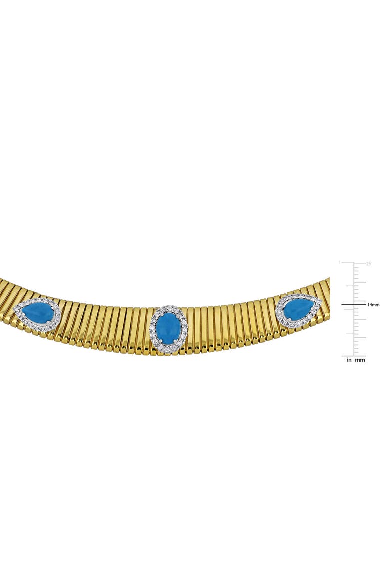 Stone & Cubic Zirconia Omega Necklace, Alternate, color, Turquoise