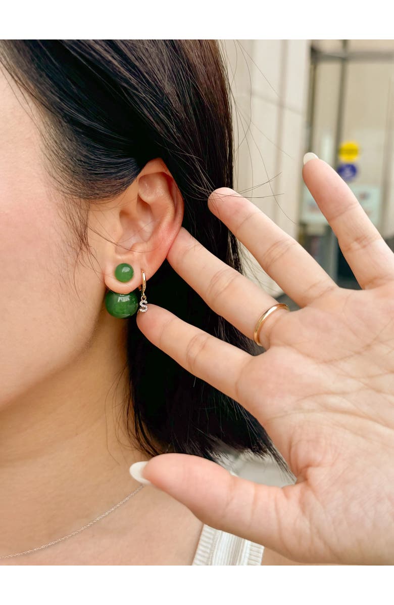 seree Orbit Duo Double ended jade stone stud earrings, Alternate, color, Bright Green