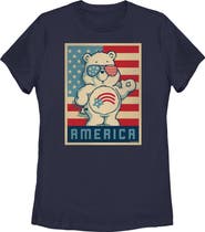Care Bears Women's Retro America Cares Bear Short Sleeve Graphic T-Shirt