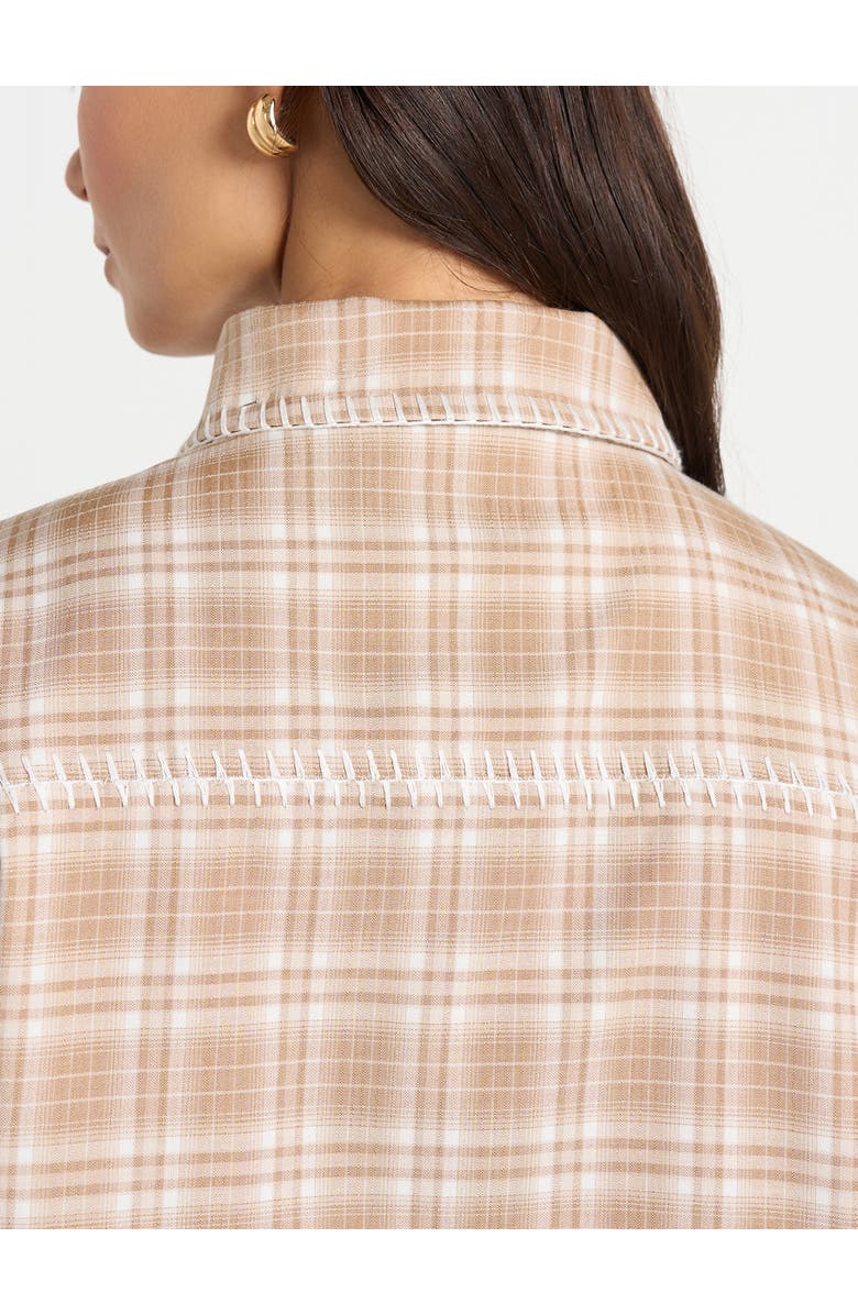 Manière De Voir Blake Unisex Whipstitch Check Shirt, Alternate, color, Beige