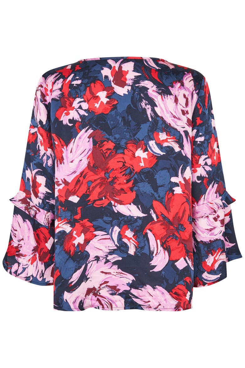 MaBimelda Keyhole Detail Floral Top, Alternate, color, Scarlet Sage