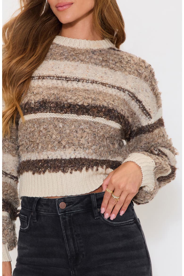 Nutmeg Stripe Bouclé Sweater, Alternate, color, TAUPE