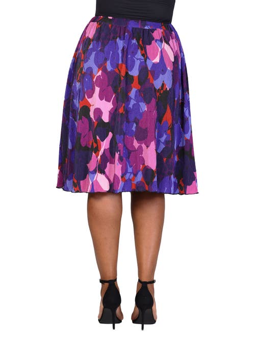 24seven Comfort Apparel Pleated Elastic Waistband Party Midi Skirt In Multi