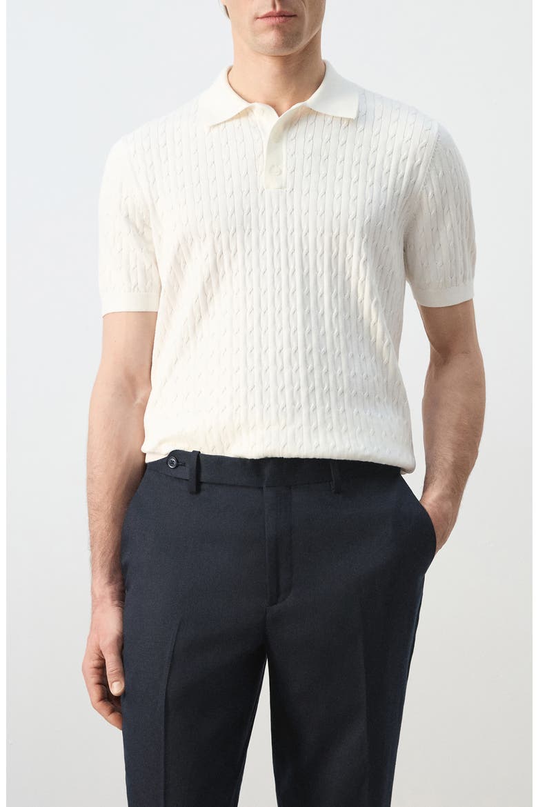Cable Stitch Polo Sweater, Main, color, OFF WHITE