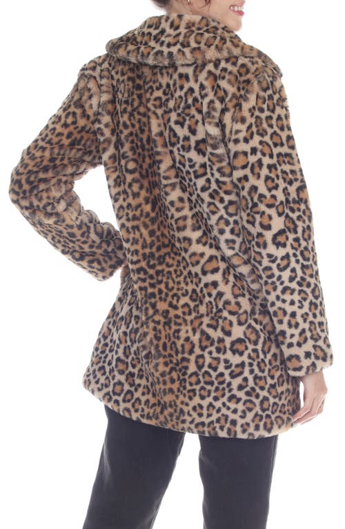 Rain And Rose Faux Fur Coat In Animal Print