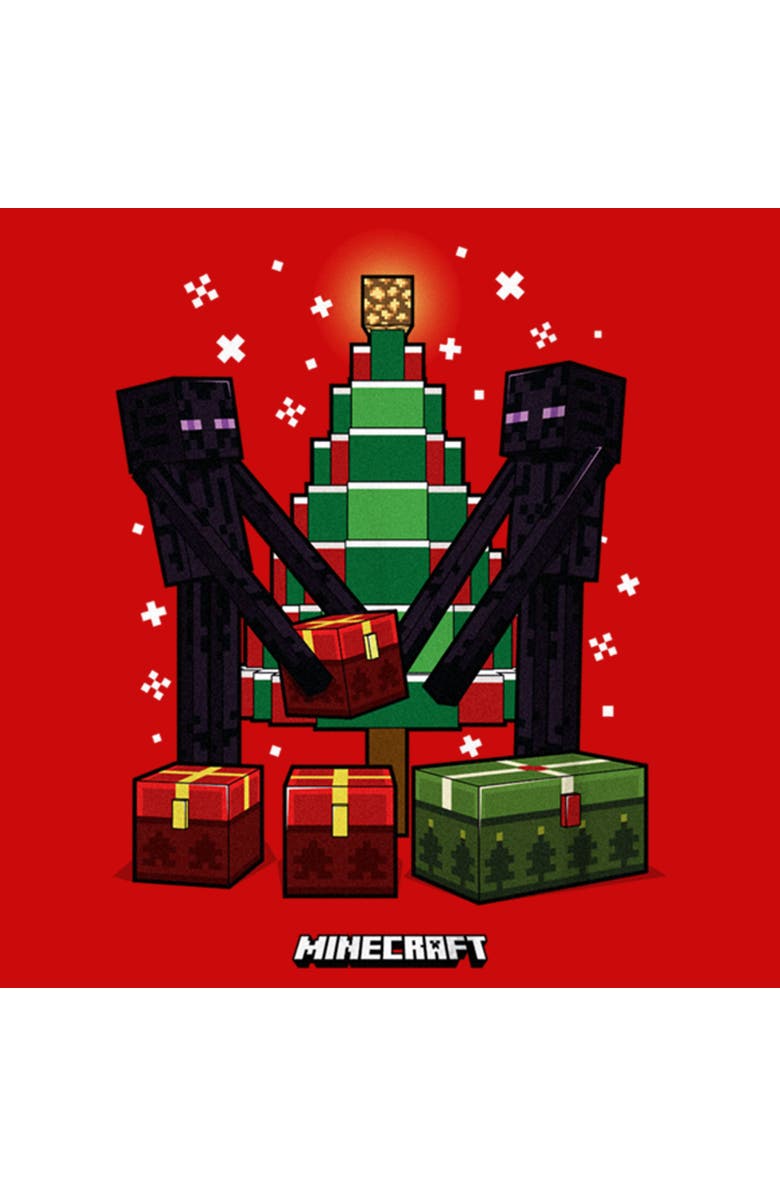MINECRAFT Boy's Minecraft Christmas Tree Endermans Graphic T-Shirt, Alternate, color, Red