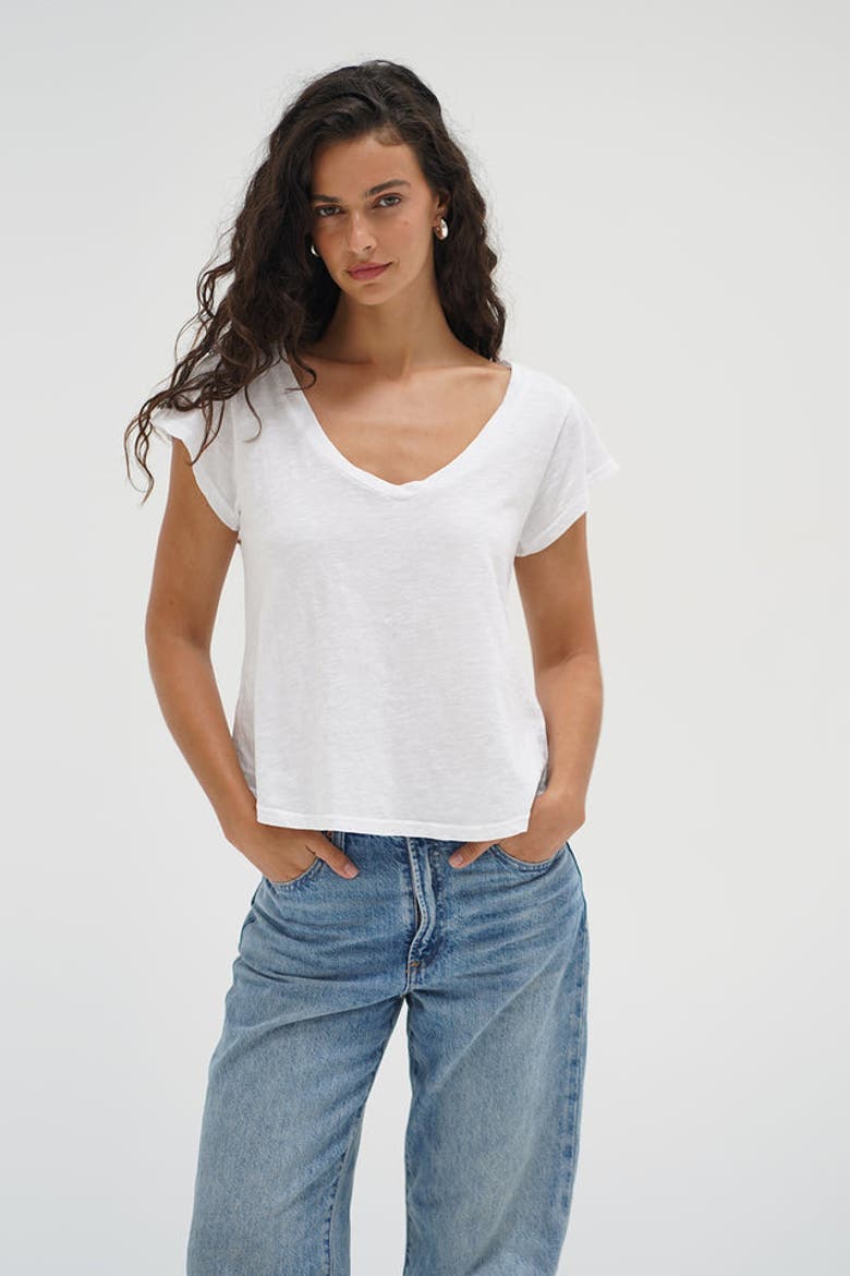 Kaden Cotton V Neck, Alternate, color, White
