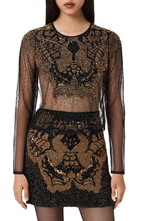 Allsaints Polyester Greta Butterfly Embellished Top In Multi