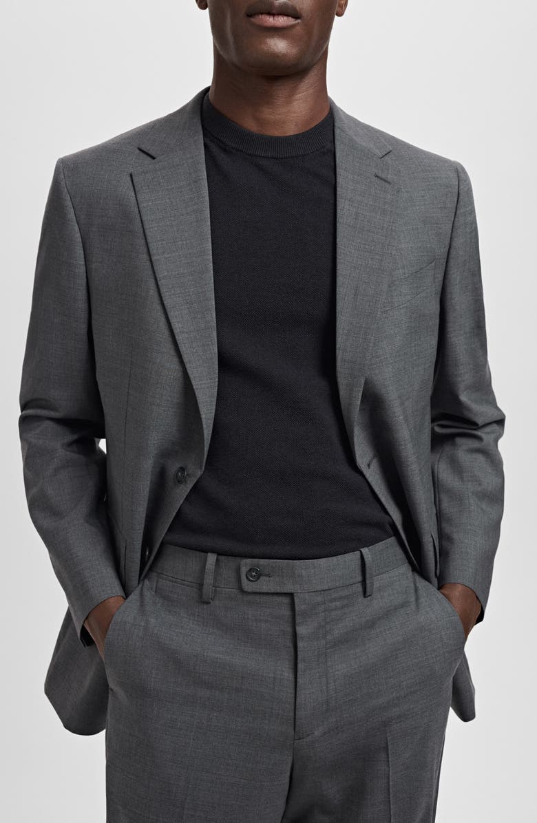 MANGO Turin Solid Wool Sport Coat, Alternate, color, Grey