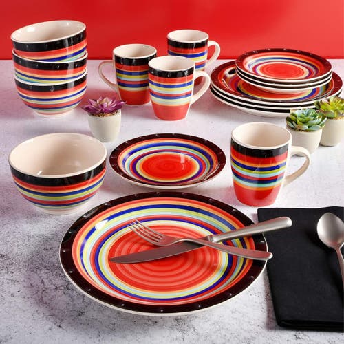 Gibson Home Casa Stellar 16 Piece Round Stoneware Dinnerware Set In Multi
