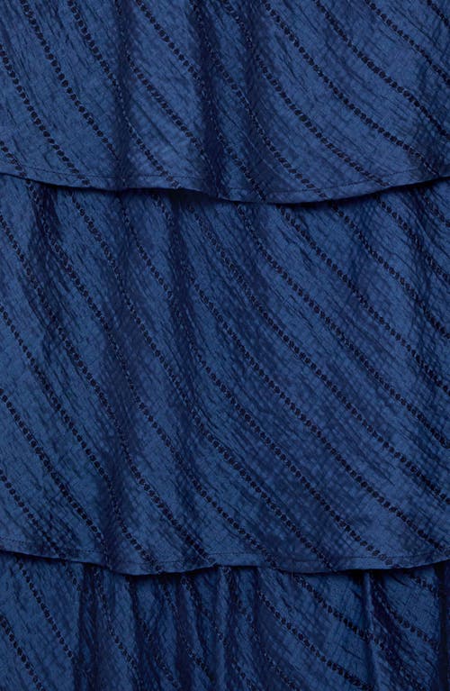 Vici Collection Celeste Ladder Stitch Detail Tiered Dress In Blue