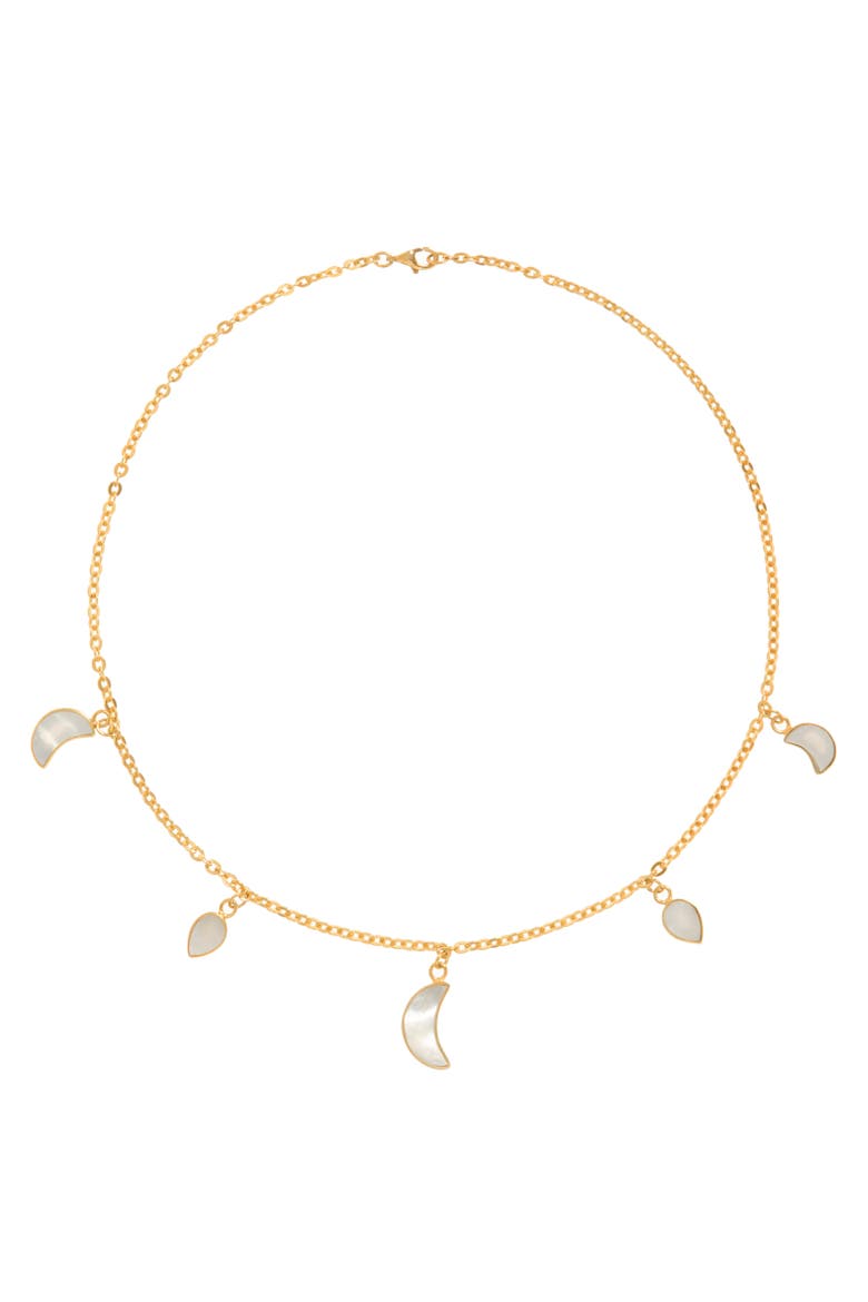 Petite Moon Necklace, Gold, Main, color, Gold