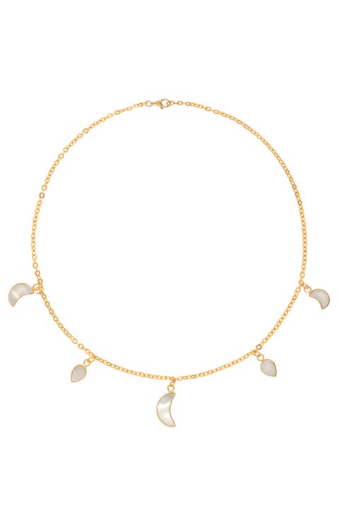 Petite Moon Necklace, Gold