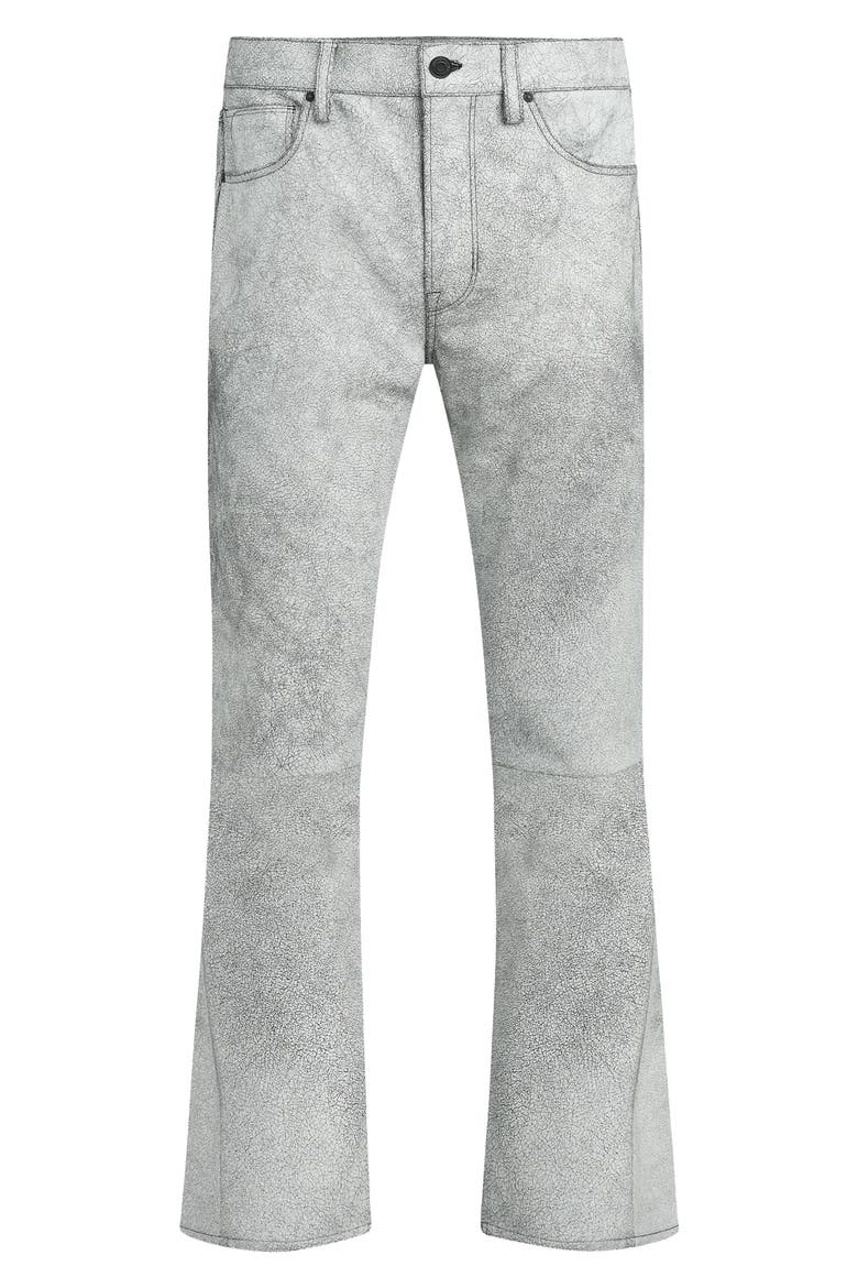 Walker Kick Flare Leather Jeans, Alternate, color, CRACKED WHITE