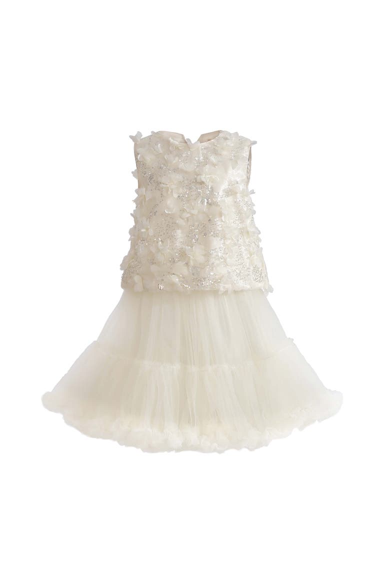 Amorette Floral Applique Top and Dress Set, Main, color, Ivory
