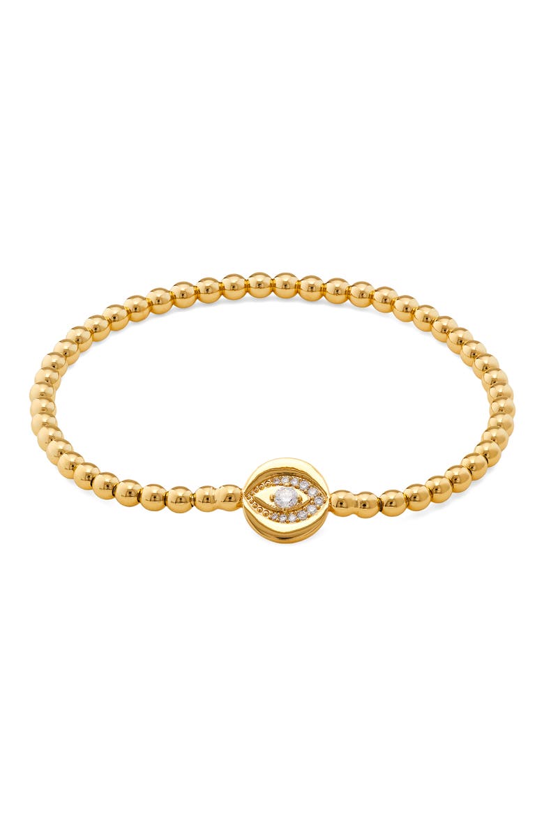 Pavé Evil Eye Beaded Bracelet, Main, color, GOLD
