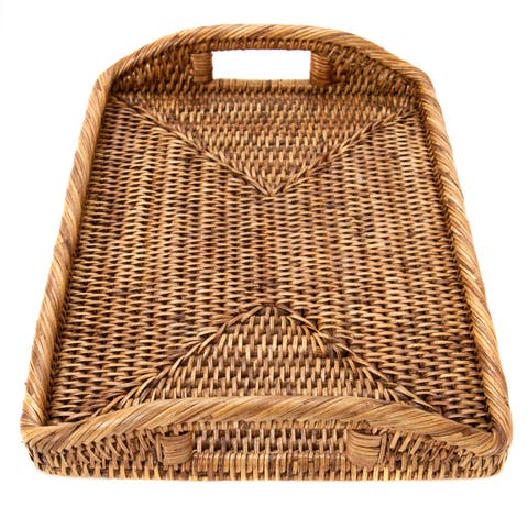 Artifacts Rattan Rectangular Serving Tray With High Handles