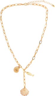 Panacea Shell & Fish Charm Lariat Necklace
