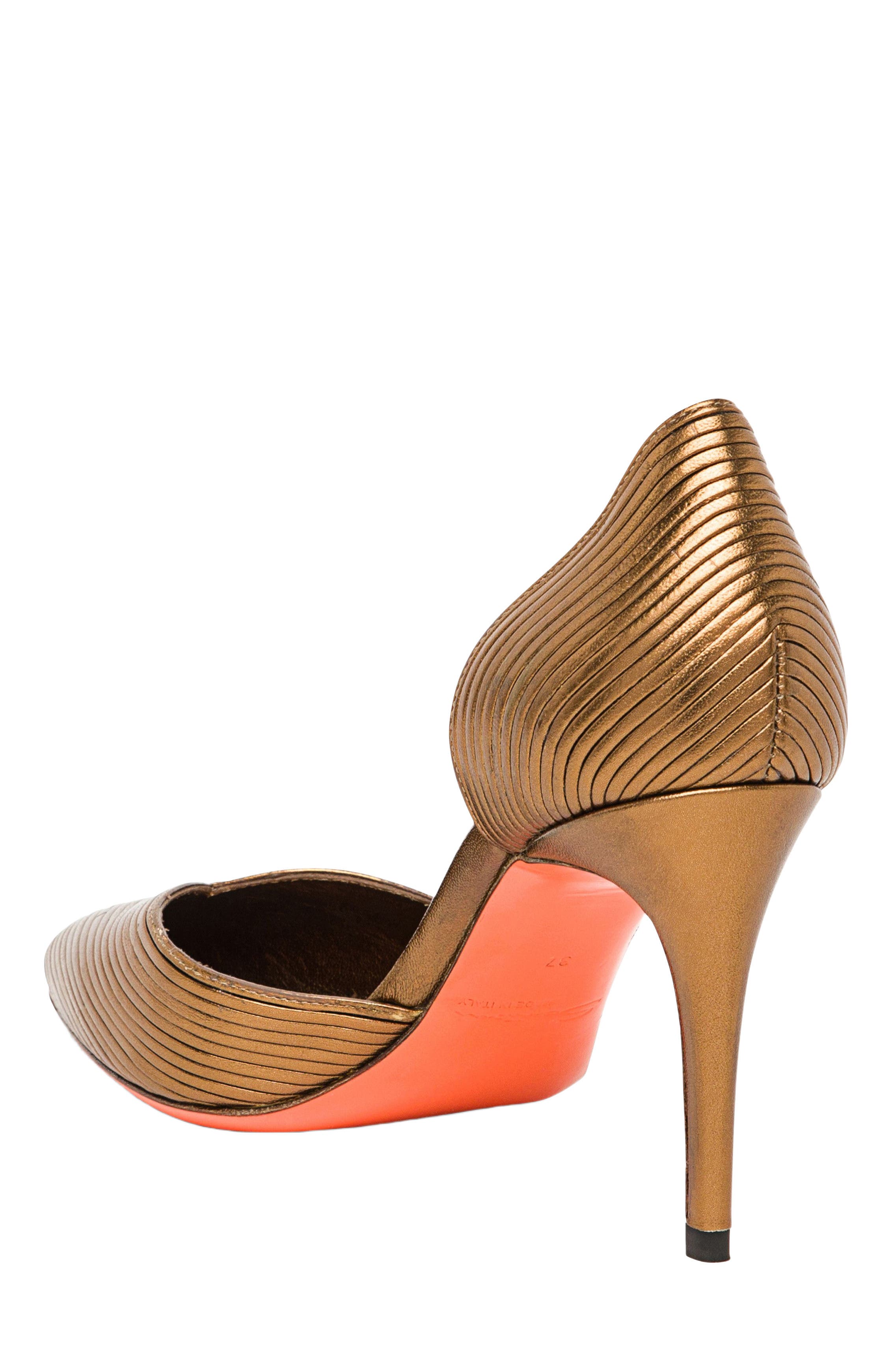 Santoni Women's leather high-heel pump, Alternate, color, Gold