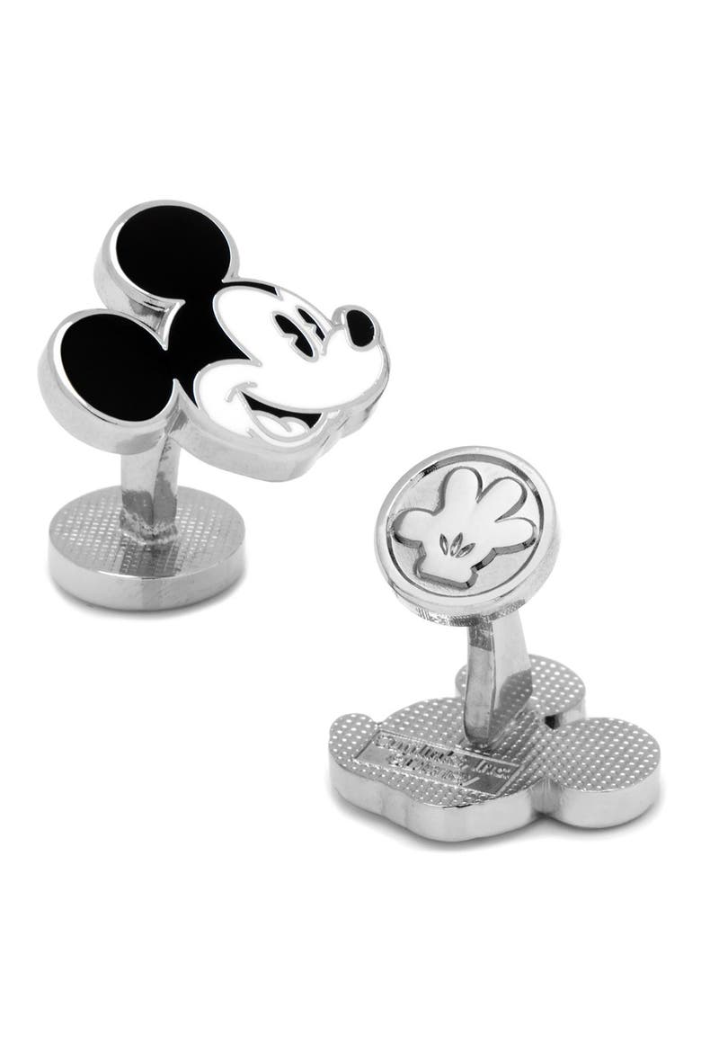 Mickey Mouse Cuff Links, Main, color, BLACK