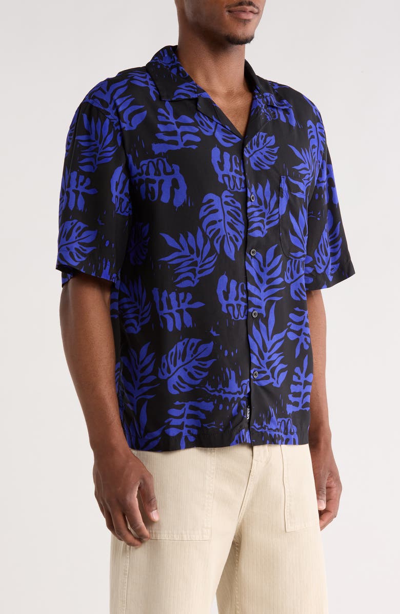 Vans Van Doren Print Camp Shirt, Alternate, color, Royal Cobalt