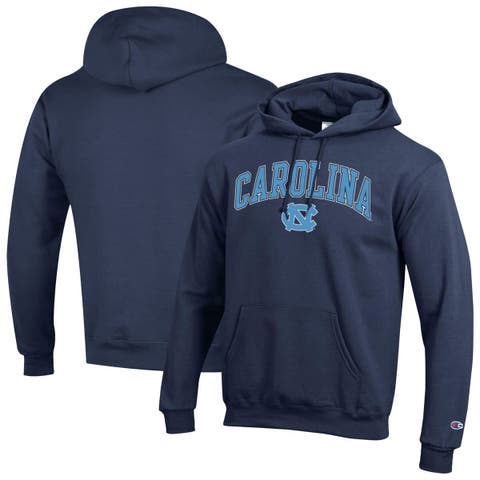 Men's Champion  Navy North Carolina Tar Heels Arch Over Logo Pullover Hoodie