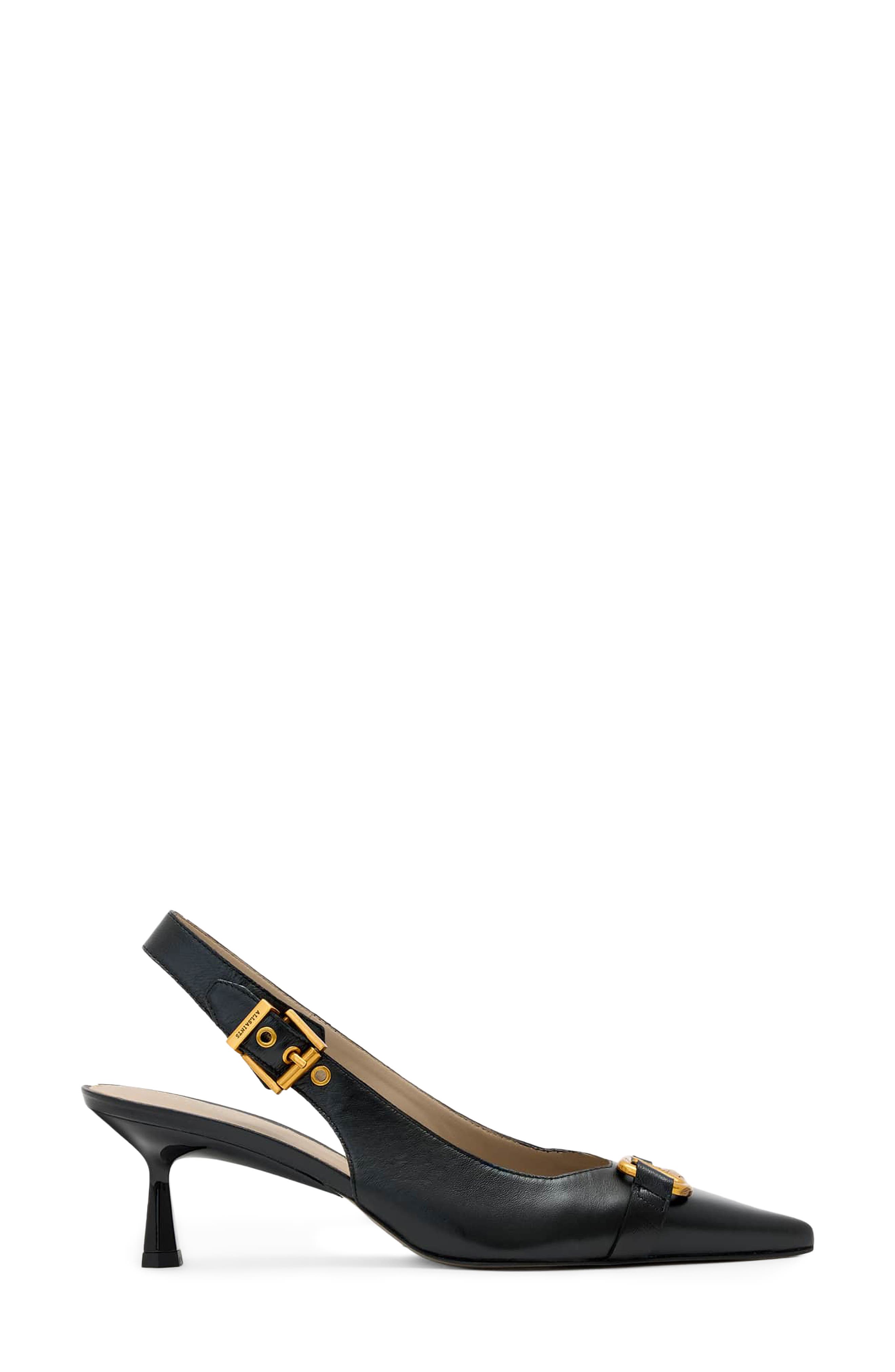 AllSaints Hera Pointed Toe Slingback Pump, Alternate, color, Black