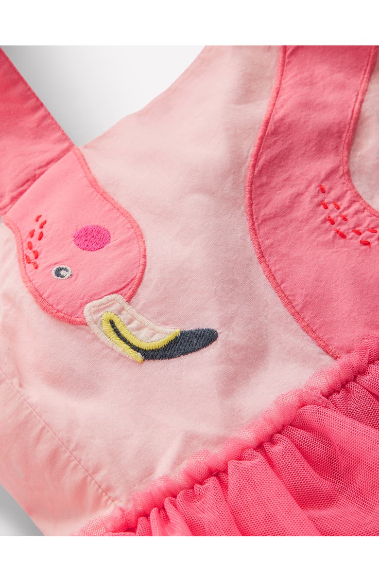 Mini Boden Kids' Flamingo Halter Neck Tiered Tulle Dress, Alternate, color, Salmon Pink Flamingo