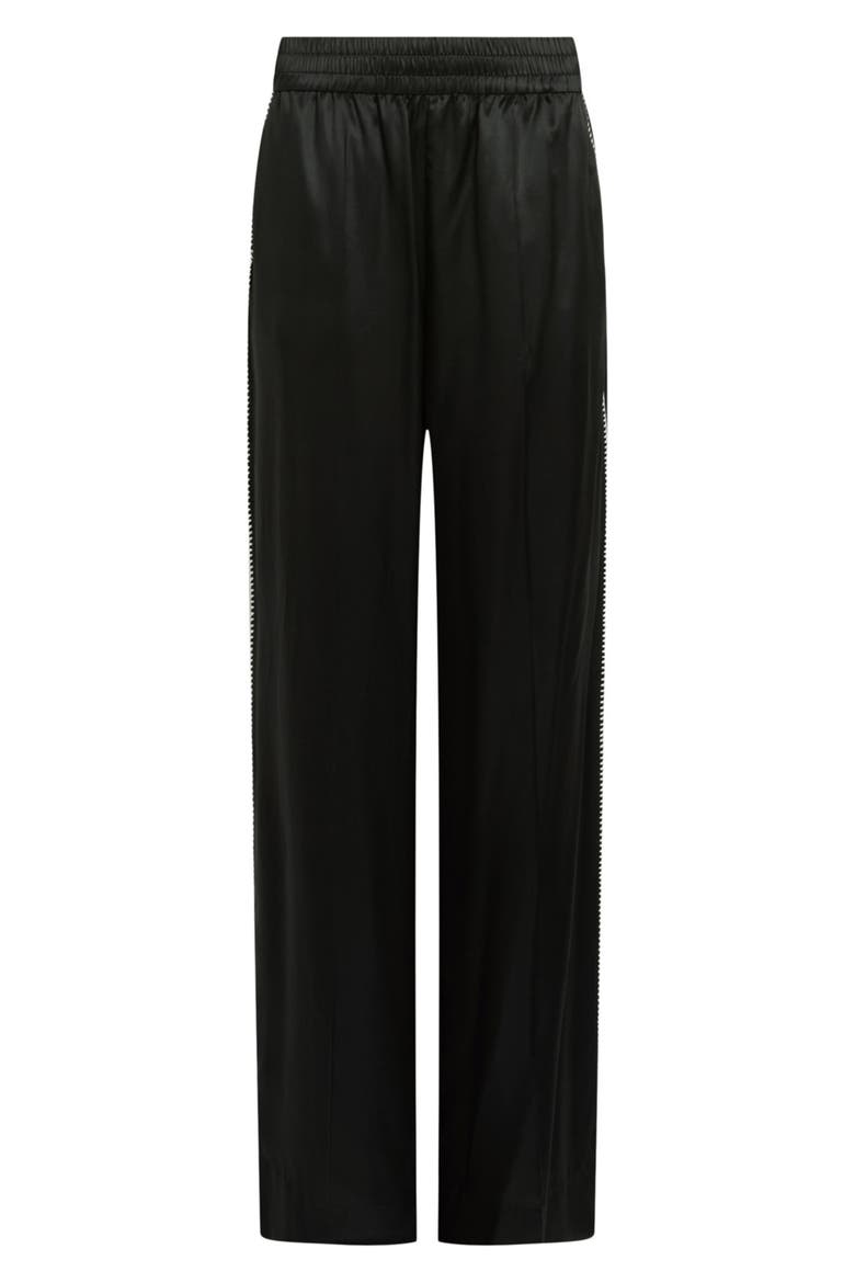Charli Whipstitch Satin Wide Leg Pants, Alternate, color, BLACK