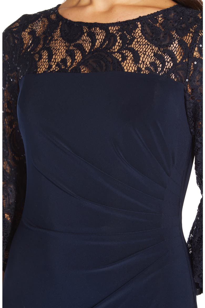 Bell Sleeve Sequin Lace & Jersey Sheath Dress, Alternate, color, MIDNIGHT