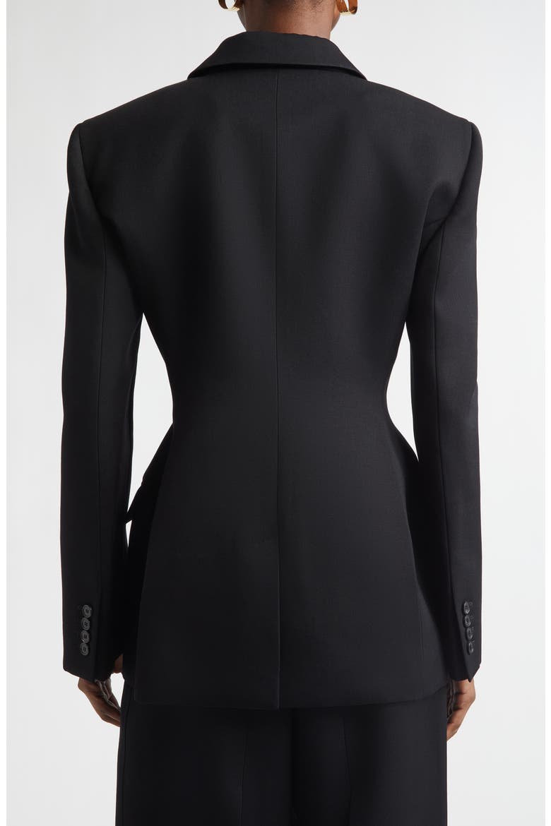 Double Breasted Integrated Collar Wool Jacket, Alternate, color, BLACK