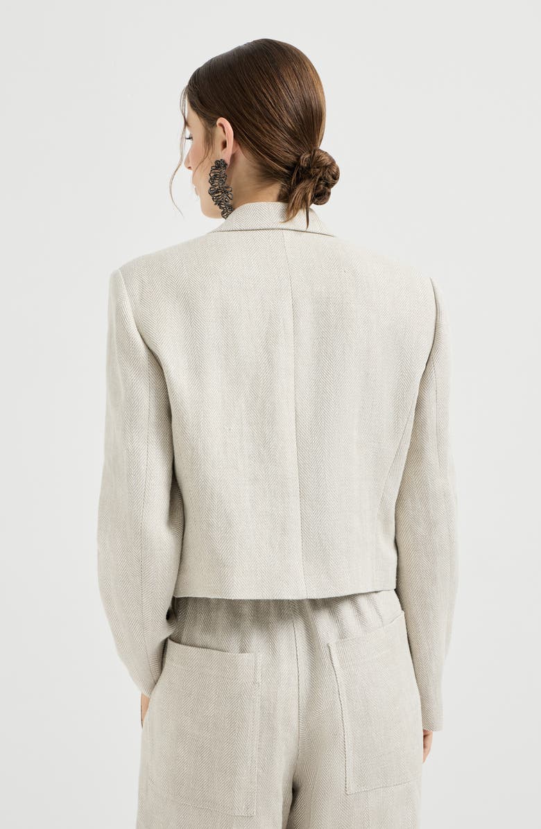 Brunello Cucinelli Chevron cropped blazer, Alternate, color, Beige