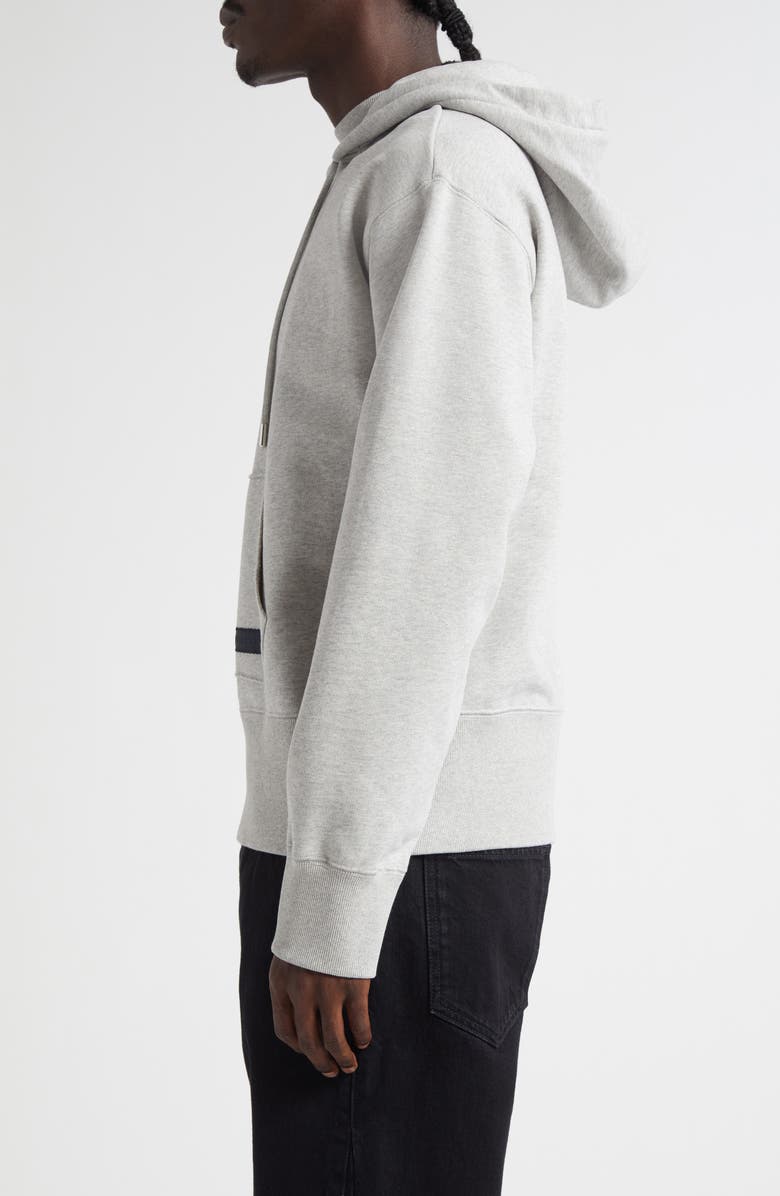 Givenchy Logo Patch Double Collar Fleece Hoodie, Alternate, color, Light Grey Melange