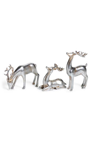 Zodax Set Of 6 Decorative Reindeer Figurines In Silver