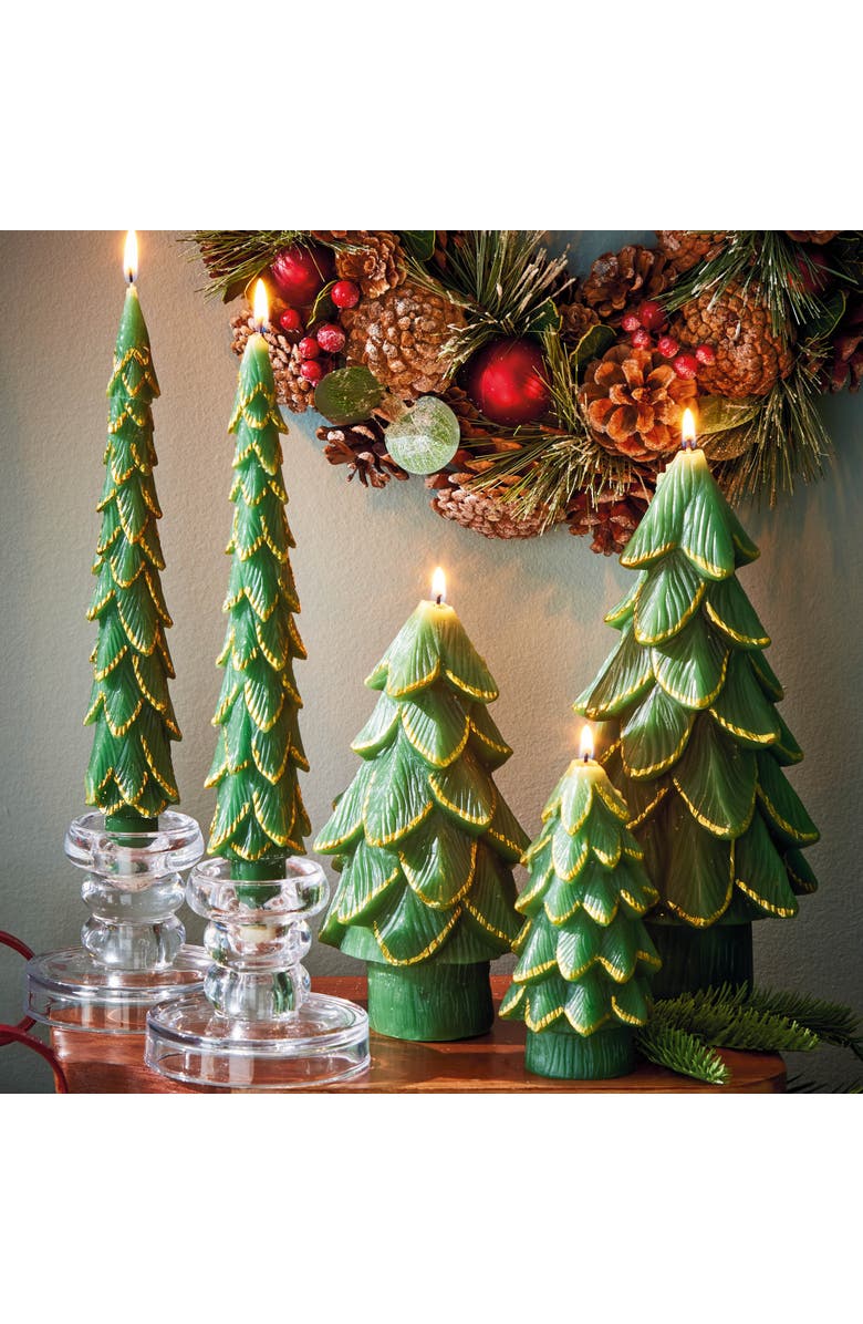 tag Gilded Pine Tree Green Candle Sculpted Novelty Christmas, Alternate, color, Green