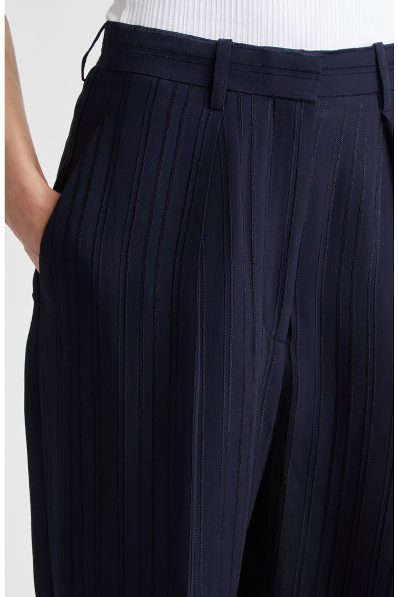 Pleated Wide Leg Trousers, Alternate, color, NAVY