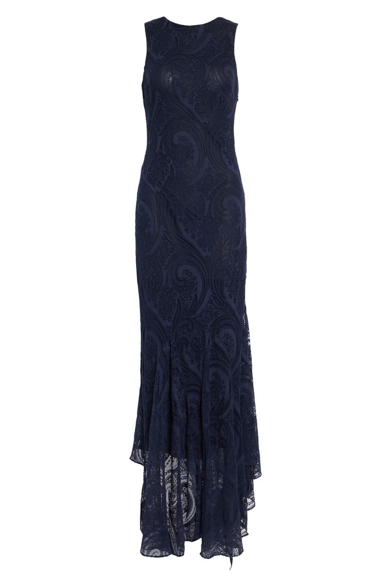 Tonal Paisley Burnout Jersey Maxi Dress, Alternate, color, BLUE