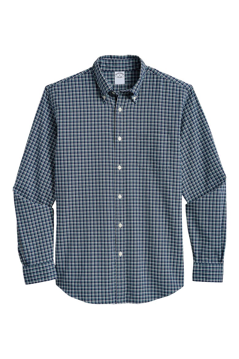 Performance Series Check Button-Down Oxford Shirt, Main, color, NAVYAQUACHK