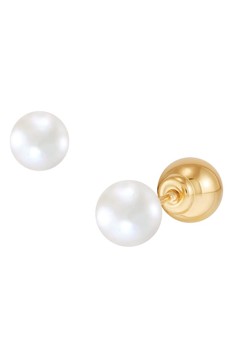 Frankie & Zoe Reversible Cultured Pearl & Ball Stud Earrings, Alternate, color, Yellow Gold