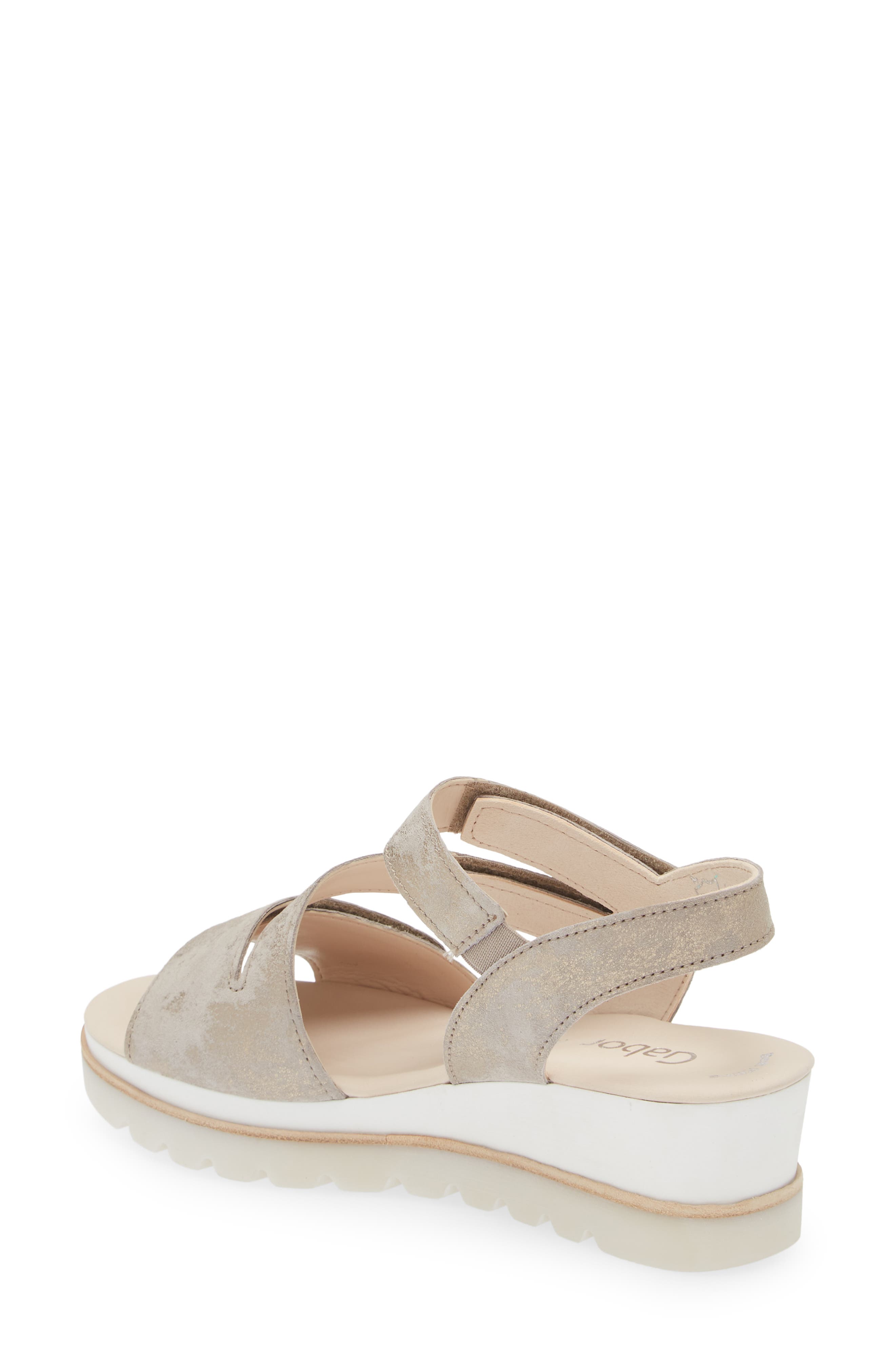 Gabor Asymmetric Strappy Wedge Sandal, Alternate, color, Beige