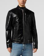 PHILIPP PLEIN Leather Moto Jacket Cocco Men