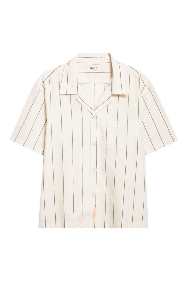 Celery Stripe Short Sleeve Cotton Button-Up Shirt, Alternate, color, GREEN CREAM