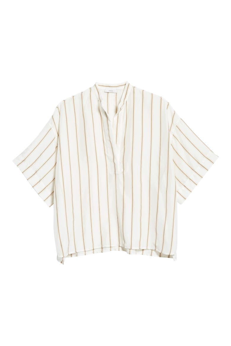 Stripe Silk Popover Top, Alternate, color, OPTIC WHITE