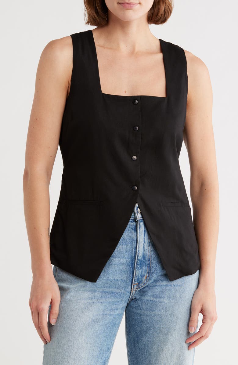 Vigoss Square Neck Utility Top, Main, color, Black