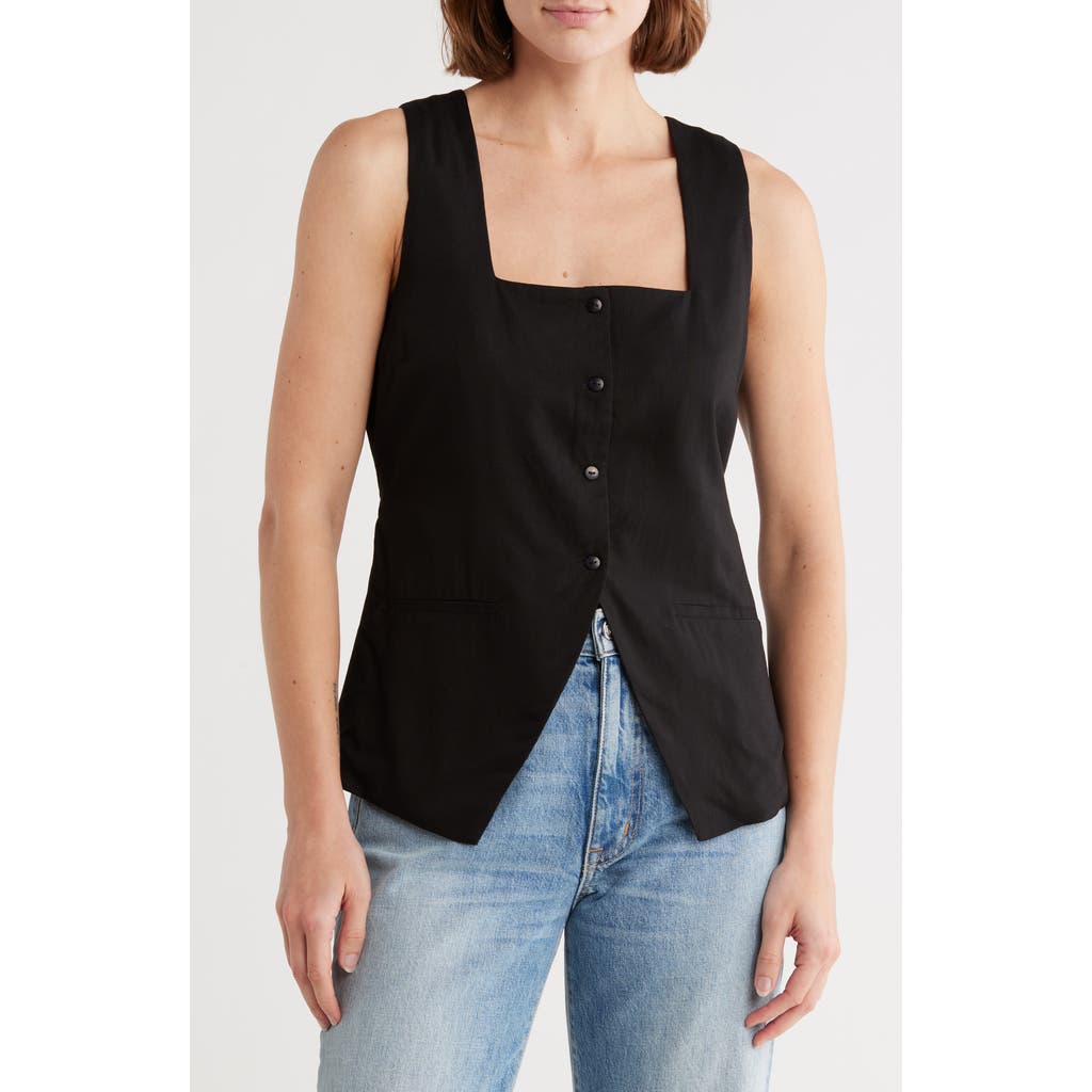 Vigoss Square Neck Utility Top In Black