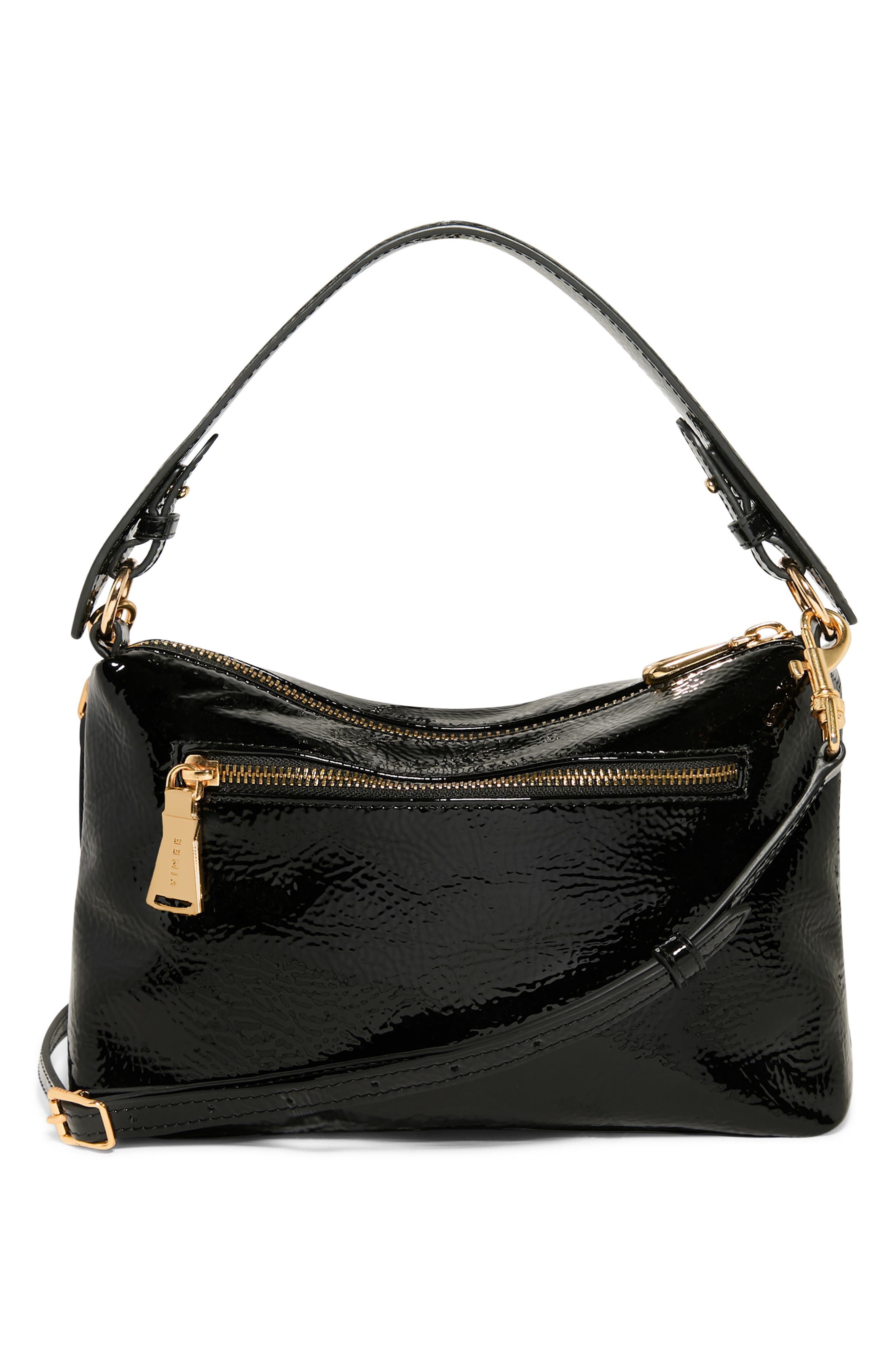 AIMEE Ava Convertible Leather Shoulder Bag, Alternate, color, Black Crinkle Patent