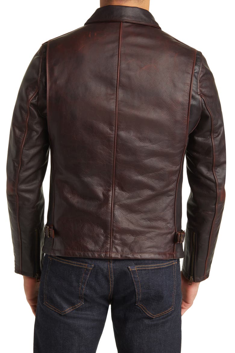 Waxy Cowhide Leather Mechanics Jacket, Alternate, color, BRANDY