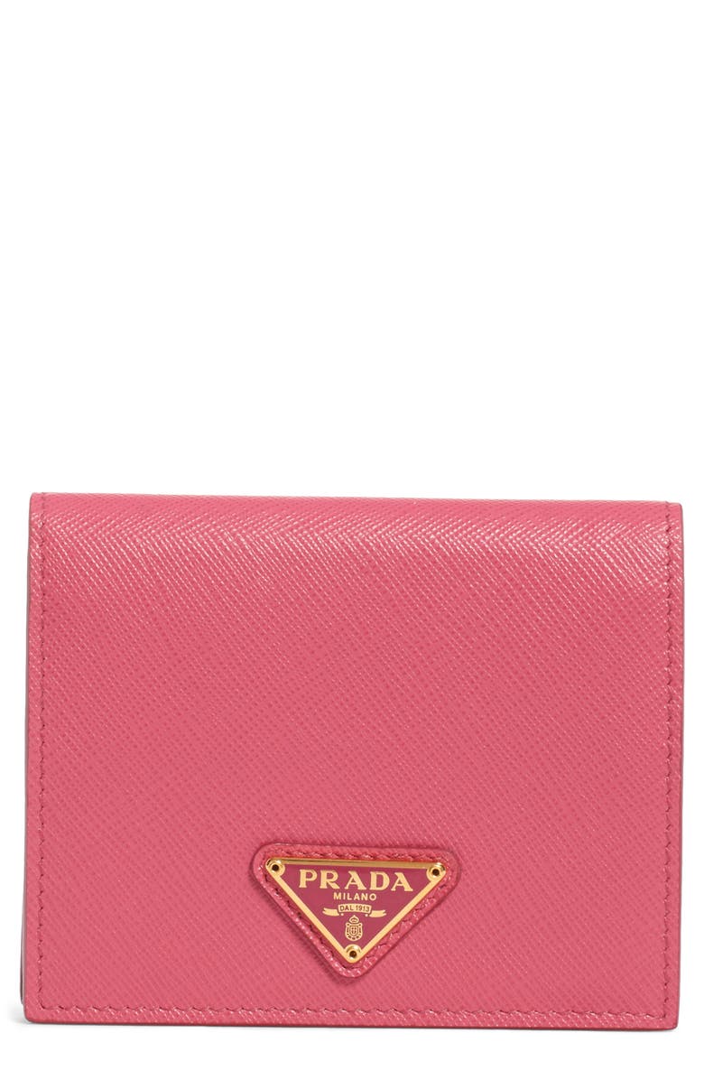 Prada Small French Leather Wallet, Main, color, 