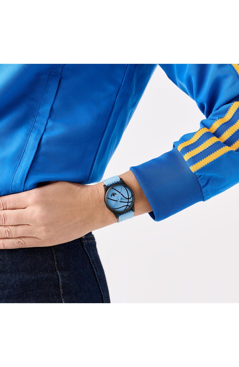 adidas AO Style Blue Basketball Dial Webbing Strap Watch, 39mm, Alternate, color, Blue